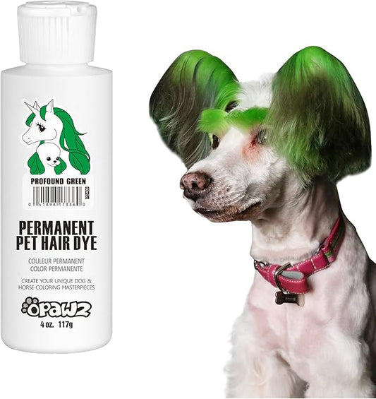 OPAWZ Permanent Dog Hair Dye, Pet Hair Dye Safely Used by Grooming Salons for a Decade, Pet Safe Dye Lasts Over 20 Washes, Bright Color for Dogs and Horses (Profound Green)