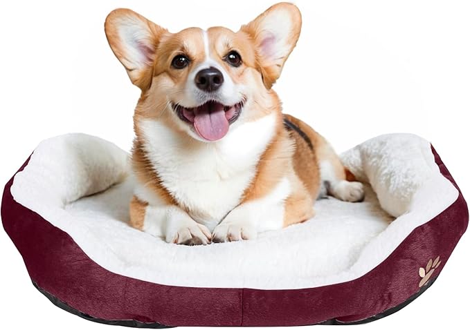 ShellKingdom Medium Dog Bed 35lbs, 23.62 19.68INCH (Wine