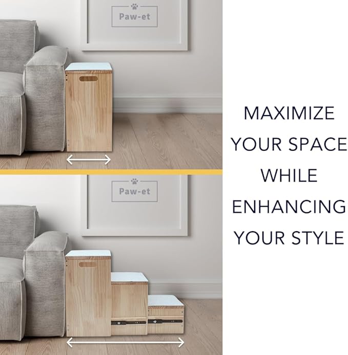 Nesting Wooden Pet Stairs/Pet Steps 3 Steps 170 pounds