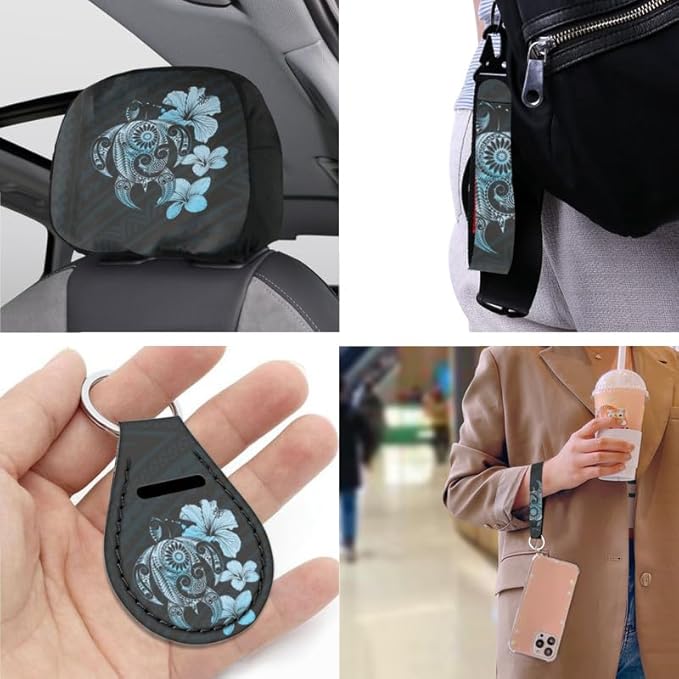 Hibiscus Tribal Sea Turtle Headrest Cover Seat Cover