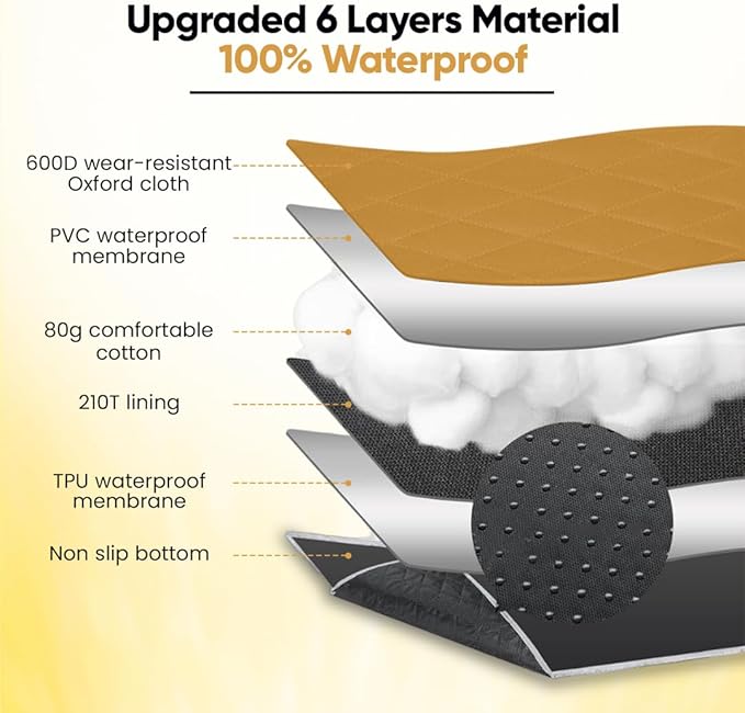 Dog Back Seat Extender Firm Bottom Yellow Golden Hummer EV Hammock Bed Strong Non-Inflatable 100% Waterproof Dog Seat Extender Travel Anti-Scratch 330lb, for