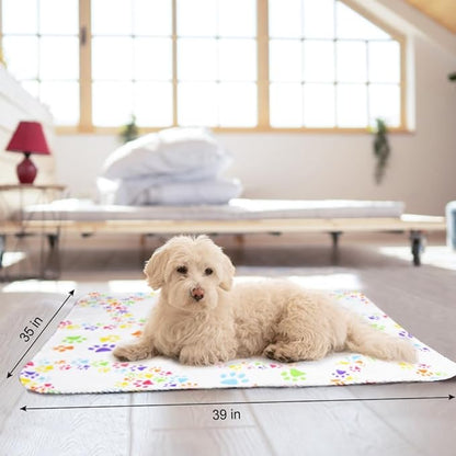 EAGMAK Cute Dog Cat Fleece Blankets with Paw Prints for Kitten Puppy and Small Animals Pack of 6 (Black 39 * 35 Inch