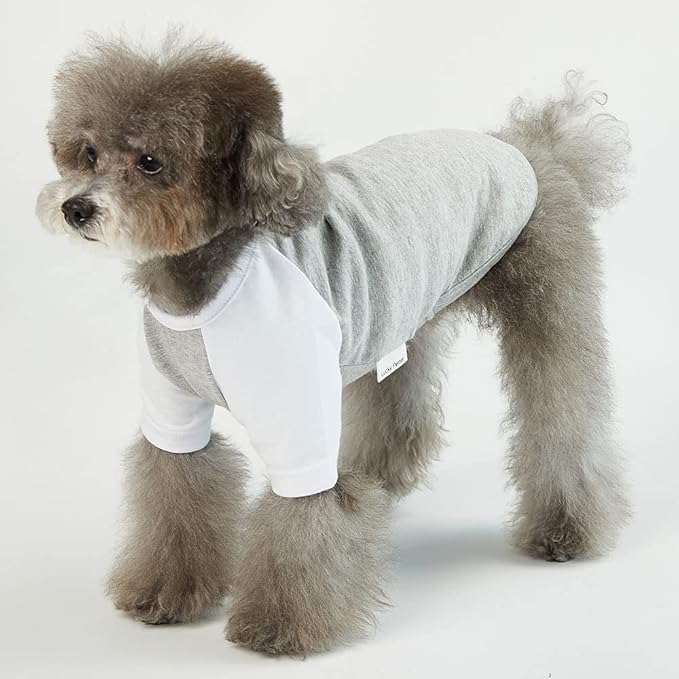 Dog Shirt for Small and Large Dogs Raglan Cotton T-Shirts Soft Breathable Dog Shirts pet Clothes Gray Series (Small