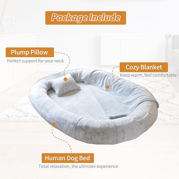 NESTROAD Human Dog Bed for People and Pets 71"x45"x14" Human