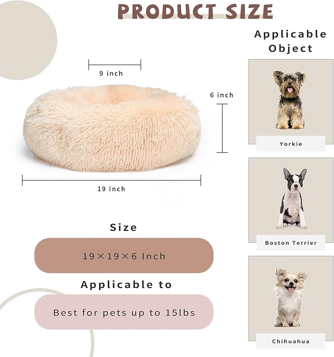 Light Brown Dog Bed Small Dogs,20 inches 10 lbs