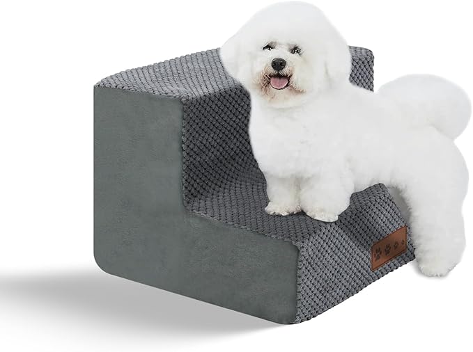 Dog Stairs Pet Steps for Sofas and High Beds Cover，2-Step Dog 12" H,