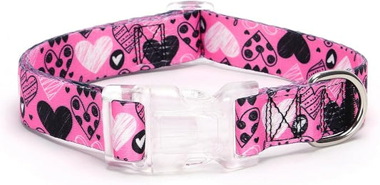 Floral Print Puppy Dog Collar for Small Medium Large Dogs Collars with Quick Release Buckle for Girls Female Dog Soft Nylon Comfortable Durable Pet Collar (NO3, M)