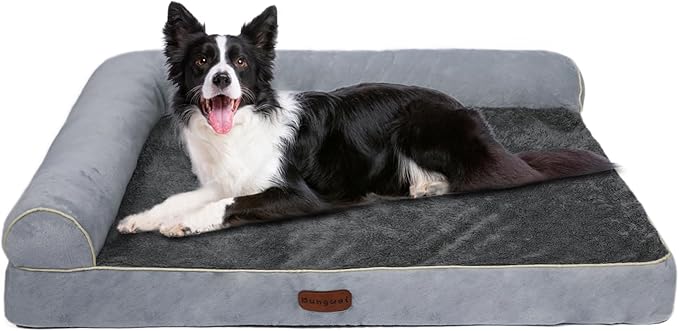 Orthopedic Dog Bed Waterproof Large Dog Bed with Removable Bolsters & Washable Cover 47" x 31" x 8" Light