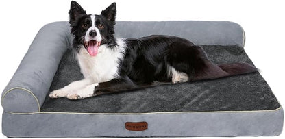 Orthopedic Dog Bed Waterproof Large Dog Bed with Removable Bolsters & Washable Cover 47" x 31" x 8" Light