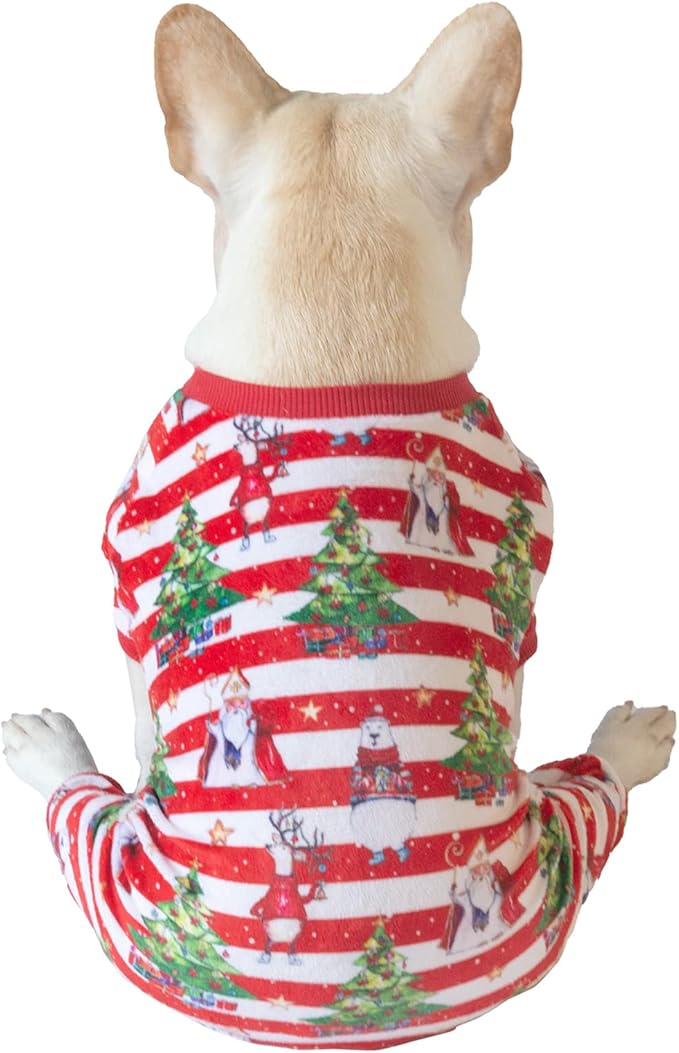 CuteBone Christmas Dog Pajamas Shirt Winter Holiday Cute Pjs Pet Clothes Bodysuit for Doggie Onesies P186L