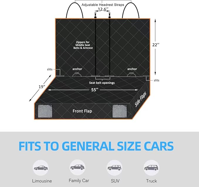 Dog Back Seat Cover Protector for SUV Trucks Cars Protector(Black2)