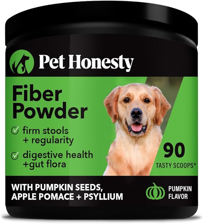 Pet Honesty Pumpkin Fiber Powder Supplement for Dogs - All Natural Dog Probiotic with Psyllium Husk, Pumpkin Seeds and Apple Pectin for Healthy Digestion (90 Scoops)