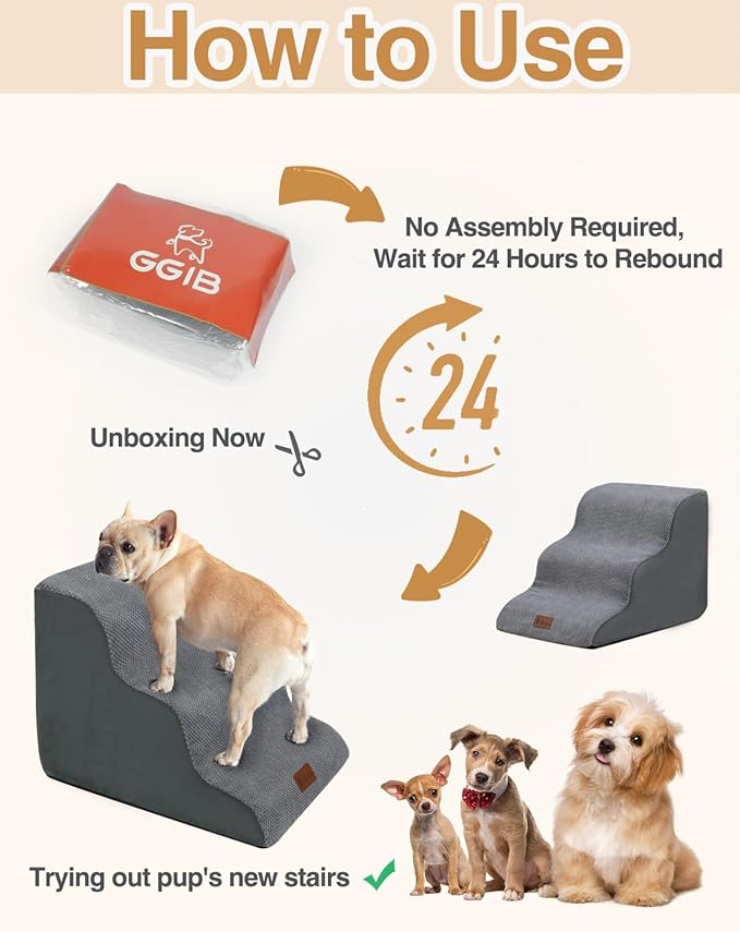 Dog Stairs for Small Dogs 3-Step Dog