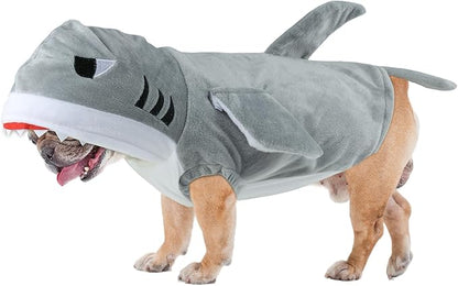 Dog Shark Costume - Doggy Halloween Costumes Winter Pet Hoodie Holiday Cospaly Pet Coat for Cats and Small Medium Pets (Grey, L)