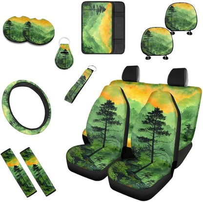 Pine Trees Woodlands Headrest Cover Aesthetic Tree Seat