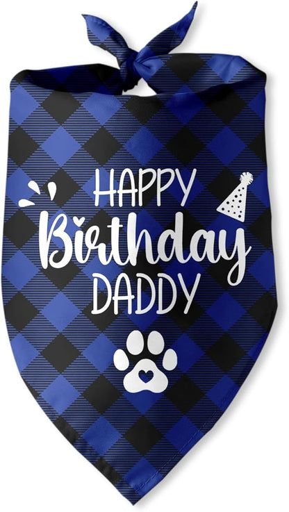 Happy Birthday Dad Blue Dog Bandana Birthday Triangle
