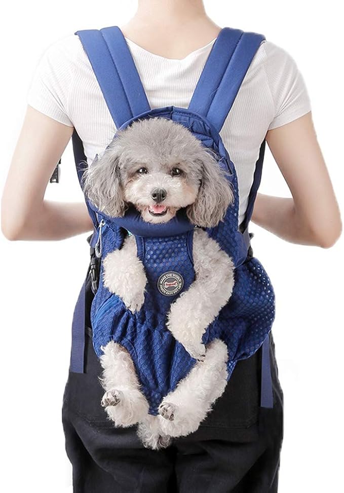 Dog Carrier Backpack, Pet Front Carrier Backpack Legs Out Dog Chest Carrier for Small Medium Dogs, Hands-Free Cat Backpack Carrier Dog Travel Backpack Airline Approved Hiking Bike Motorcycle