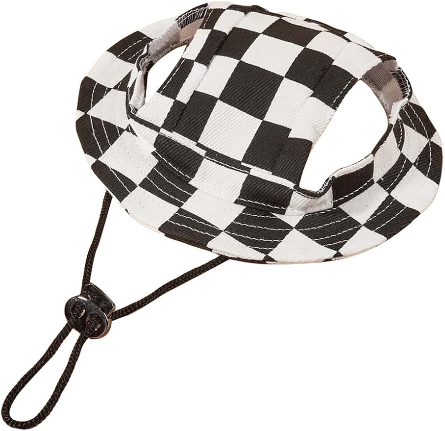 Generic Grid Pattern Dog Hat with Ear Hole