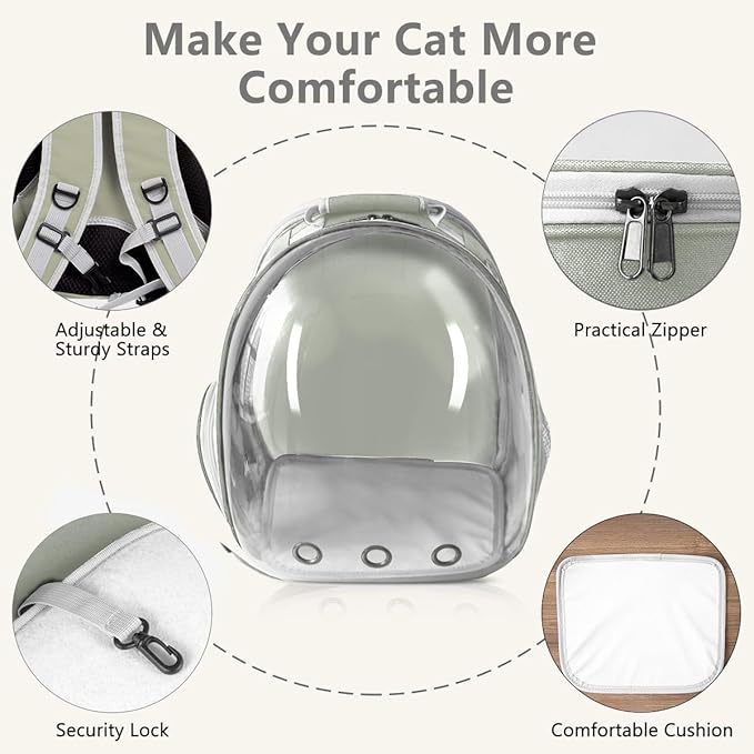 TOYSINTHEBOX Cat Backpack Carrier, Expandable Pet Bubble Backpack for Cat Small Dog Pet Travel Carrier Breathable Carrying Bag for Hiking, Travelling, Walking, Camping & Outdoor Up to 13 Lbs Grey