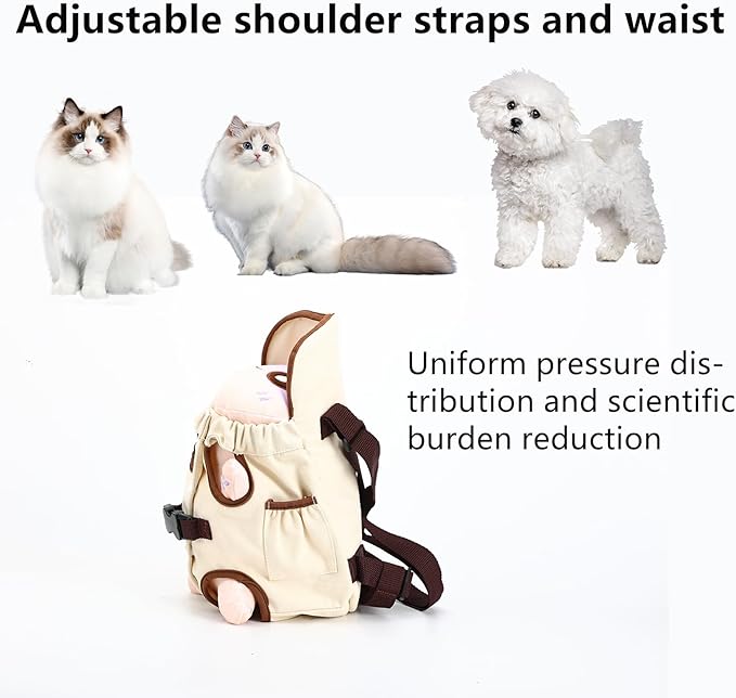 Cat Backpack Carrier,Adjustable Pet Front Cat Dog Carrier Backpack Travel Bag, Legs Out Easy-Fit Dog Travel Backpack Carrier for Hiking Camping Cyclings for 8-11lbs Small Medium Dogs Cats Rabbit﻿