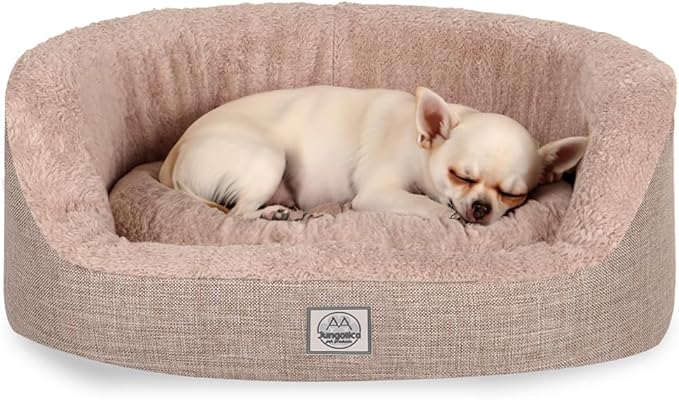 ,Beige-Medium -Ultra Soft, Cozy,Calming,Removable Washable Cover with Zipper.Anti-Slip Cat and Dog Bed.Double sided for Winter and Summer.