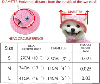 Leconpet Princess Pet Hat Dog Caps Hats with Neck Strap Adjustable Comfortable Ear Holes for Small Medium Dogs in Outdoor Sun Protection (M