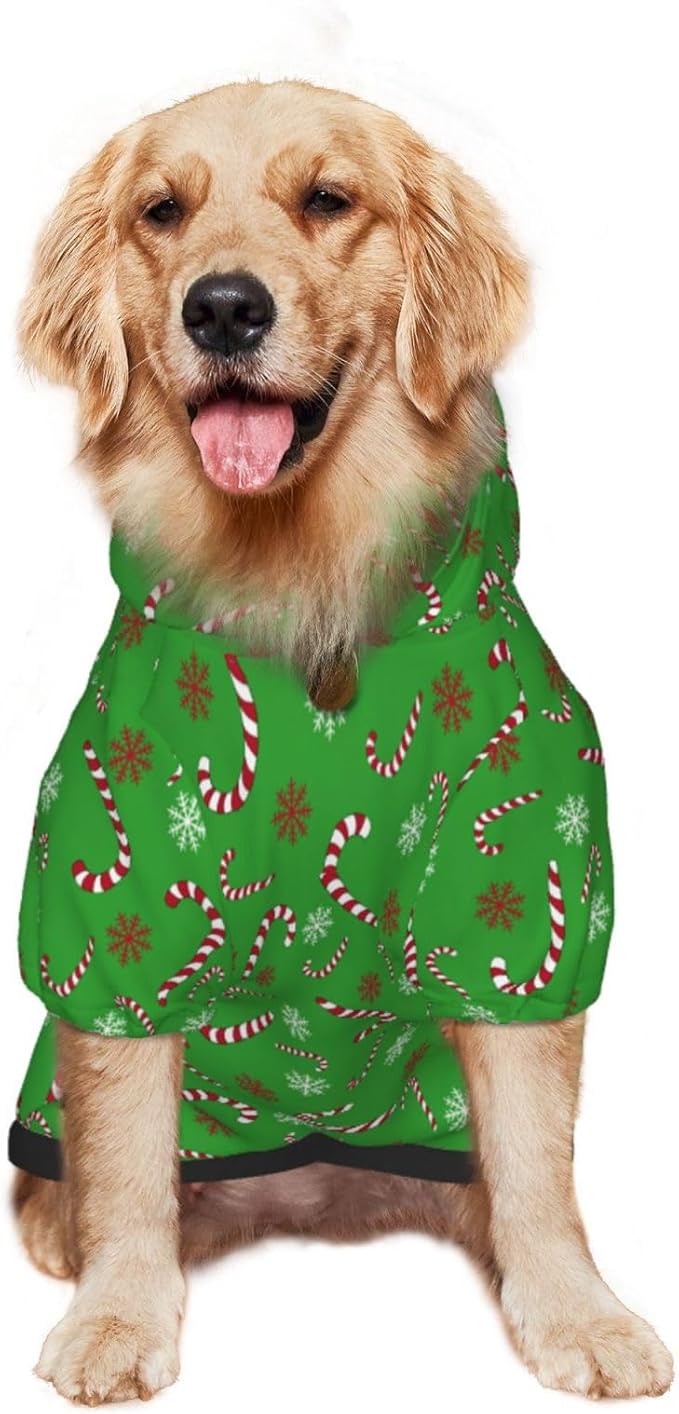 Green Candy Cane Dog Hoodie Cute Cow Black