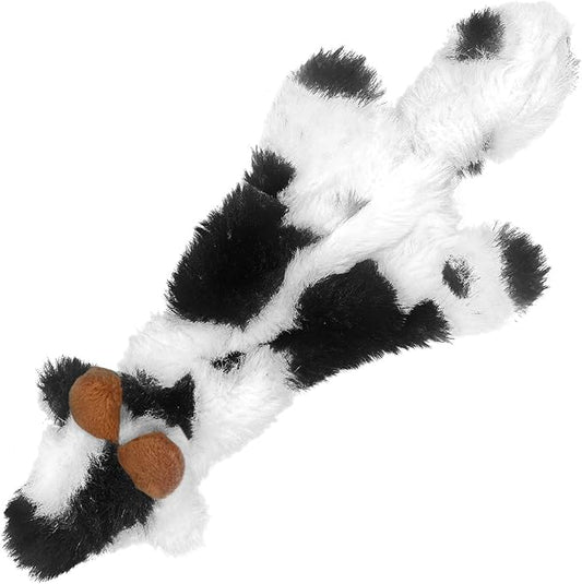 Best Pet Supplies 2-in-1 Stuffless Squeaky Dog Toys with Soft, Durable Fabric for Small, Medium, and Large Pets, No Stuffing for Indoor Play, Supports Active Biting and Play - Cow, Small