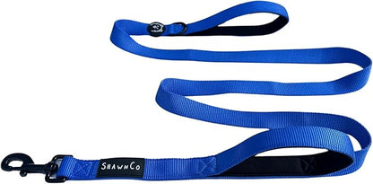 ShawnCo Dream Walk Dog Leash- Premium, Nylon Pet Leash with Soft Neoprene Handle for Small, Medium and Large Dogs (Electric Blue, M/L 6FT w/ 2 Handles)