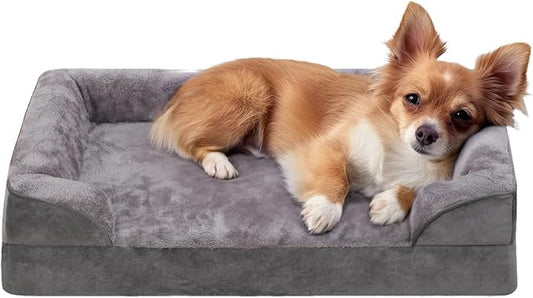 Orthopedic Dog Beds for Small Dogs Waterproof Dog Beds with Sides Non-Slip Bottom Dog Couch Bed with Washable Removable Cover 29x18 Inch