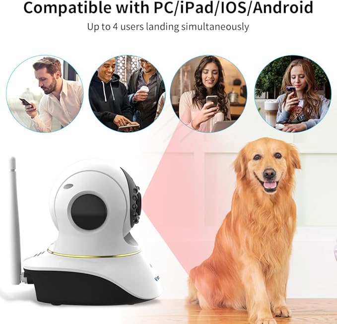 VSTARCAM Pet Camera with Laser, 3MP 2.4GHz WiFi Interactive Dog & Cat Laser Toy Camera with Night Vision, Motion Detection Alerts, APP Remote Control Indoor Security Camera for Pet Monitoring