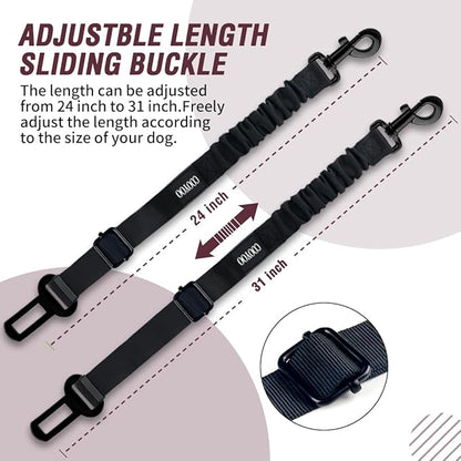 COOYOO Dog Seat Belt,Retractable Dog Car Harness Seat Belt for Car Adjustable Nylon Pet Safety Seat Belts Heavy Duty & Elastic Bungee Buffer