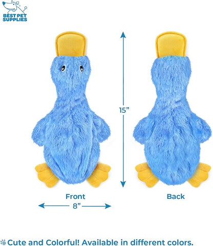 Best Pet Supplies Crinkle Dog Toy for Small, Medium, and Large Breeds, Cute No Stuffing Duck with Soft Squeaker, Fun for Indoor Puppies and Senior Pups, Plush No Mess Chew and Play - Yellow,Blue,Pink