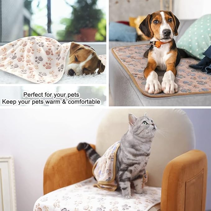 3 Pack Cat and Dog Blanket Soft & Warm Fleece Flannel Pet Blanket, Great Pet Throw for Puppy, Small Dog, Medium Dog & Large Dog (Small)