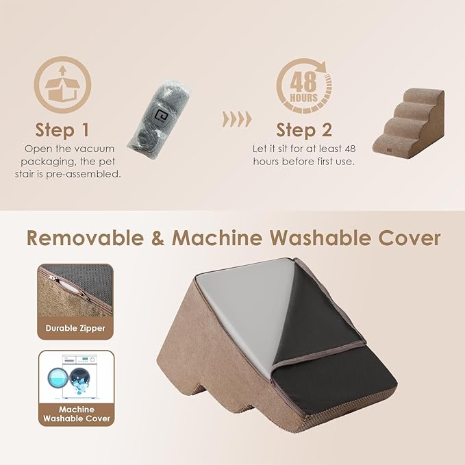 EHEYCIGA Curved Dog Stairs for High Beds 19.7" H 4-Step Dog