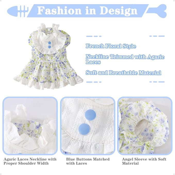 Floral Dog Princess Dress Cute Dog Skirt
