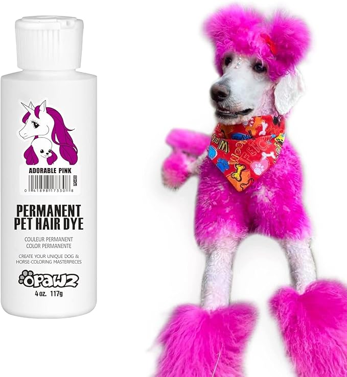 OPAWZ Permanent Dog Hair Dye, Pet Hair Dye Safely Used by Grooming Salons for a Decade, Pet Safe Dye Lasts Over 20 Washes, Bright Color for Dogs and Horses (Adorable Pink)