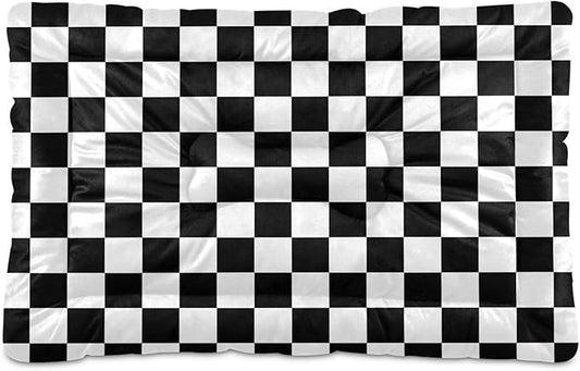 Checkerboard Pet Bed Pad Soft Dog Bed Mat with Anti-Slip Bottom 36'' x 24''