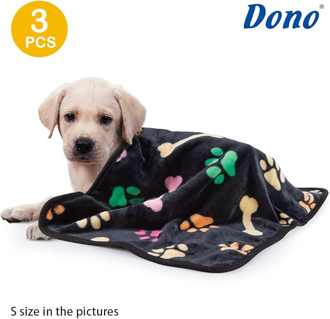 Dono 1 Pack 3 Blankets Soft Fluffy Paw Animals-23 * 16in