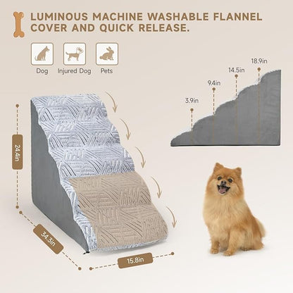 5 Tier Dog Steps&Stairs for High Beds 24.4 inches High, Tall Dog Ramp Pet Stairs Steps for High Beds Up to 28 Inches Tall, Non-Slip Bottom Dog Ramps for Small Dogs Older Cats