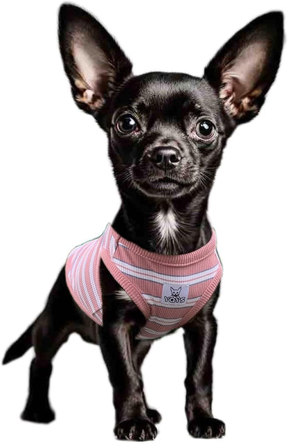 YQYS Dog Shirts Multi-Color Striped Cotton Vest for Small Dogs and Cats Puppy Clothes Teacup Dog Clothing Tank Top for Chihuahua Miniature Pinscher Pink Small