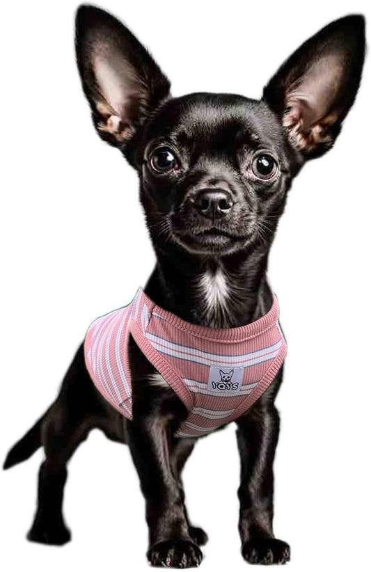 YQYS Dog Shirts Multi-Color Striped Cotton Vest for Small Dogs and Cats Puppy Clothes Teacup Dog Clothing Tank Top for Chihuahua Miniature Pinscher Pink XLarge