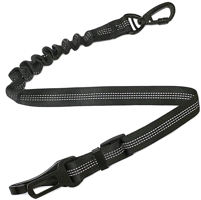 Dog seat belts for car 3-in-1 Car Harness for Dogs Adjustable Safety Seatbelt for Car Durable Nylon Reflective Bungee Fabric Tether with Clip Hook Latch & Buckle
