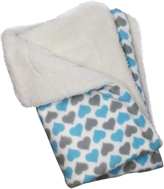 Klippo Dog/Puppy Soft Fleece & Ultra-Plush Blanket ONE Size (Blue & Grey Hearts)