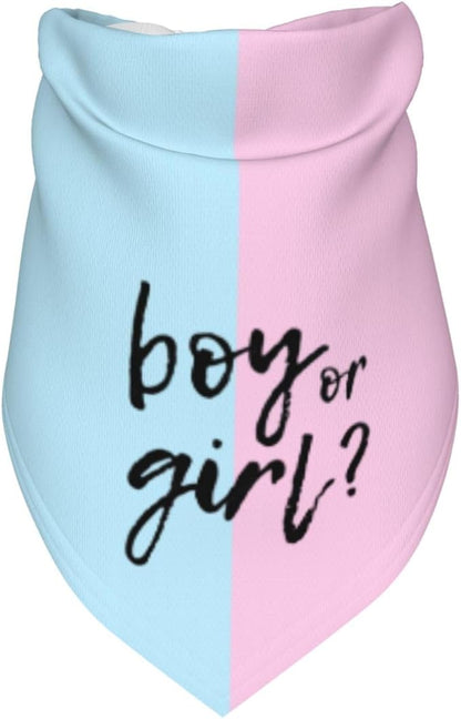 He Or She What Will It Be? Gender Reveal/Baby Announcement Dog Bandana,Pet Neckerchief for Pets Daily Wear Photo Prop Party Supplies (Pink/Blue)