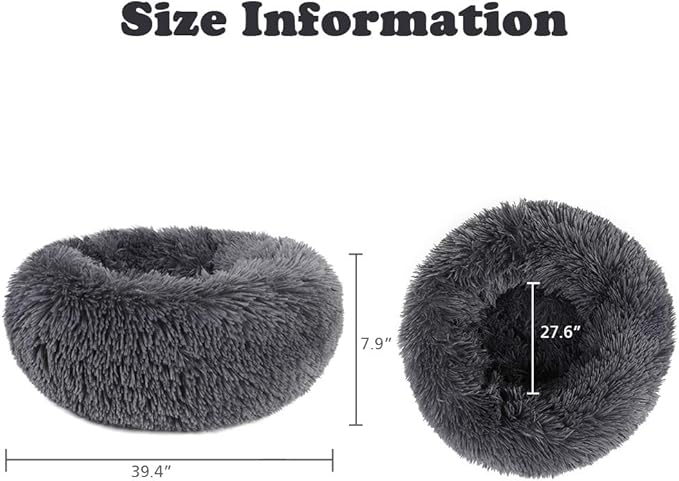 otoez Round Donut Dog Bed for Large Dogs (39.3", Dark