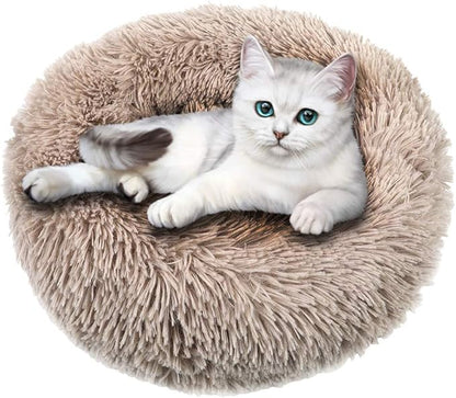 otoez Round Donut Dog Bed for Large Dogs (39.3", Taupe)