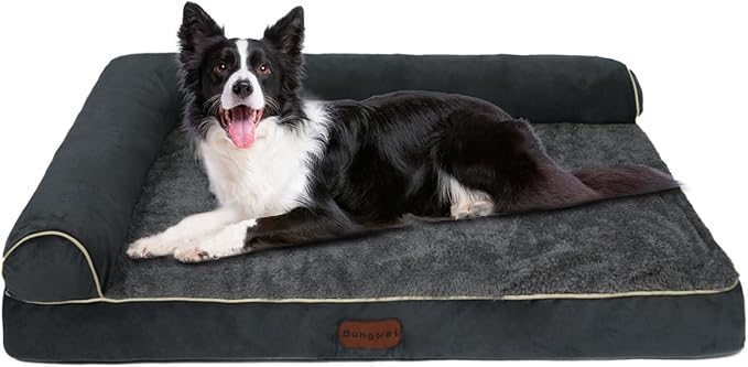 Orthopedic Dog Bed Waterproof Large Dog Bed with Removable Bolsters & Washable Cover 47" x 31" x 8" Dark
