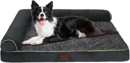 Orthopedic Dog Bed Waterproof Large Dog Bed with Removable Bolsters & Washable Cover 47" x 31" x 8" Dark