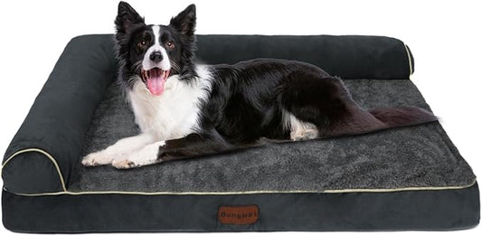 Orthopedic Dog Bed Waterproof Large Dog Bed with Removable Bolsters & Washable Cover 47" x 31" x 8" Dark